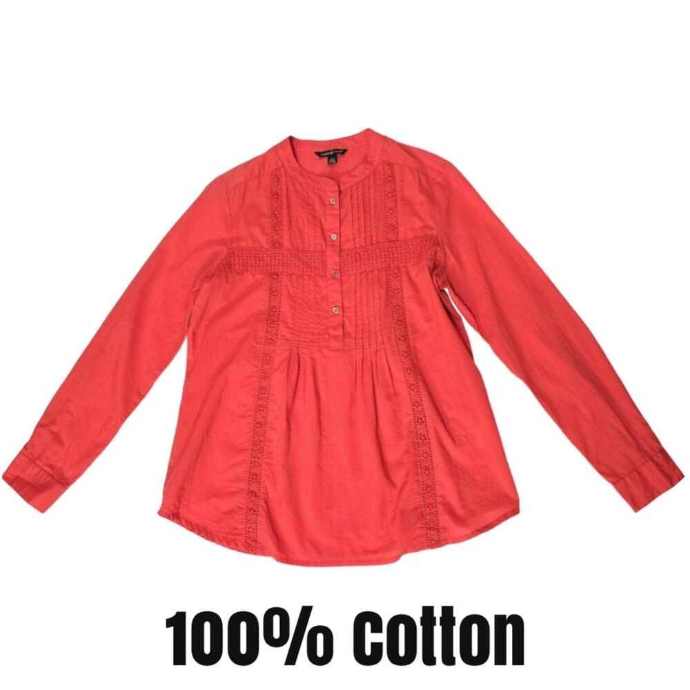 Maison Coupe Salmon Coral Lace Tunic Blouse‎ Size Small